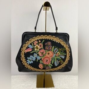 Isabella Fiore Bouquet LG 3D Beaded Purse-Floral Hand Glass Beaded Embroidery